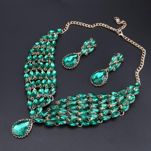 Crystal Statement Necklace Earrings Set