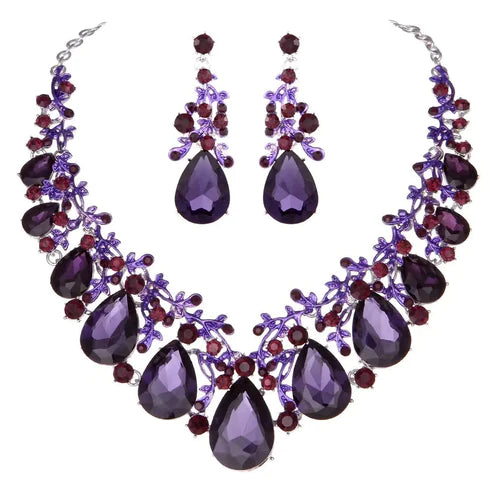 Dazzling Crystal Jewelry Set - Purple