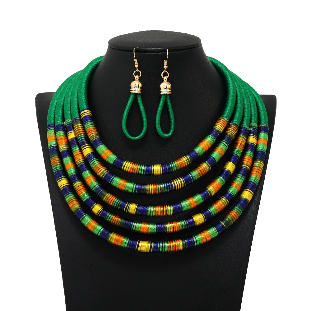African-inspired: Bohemian Colorful Multi-layered Jewelry Sets