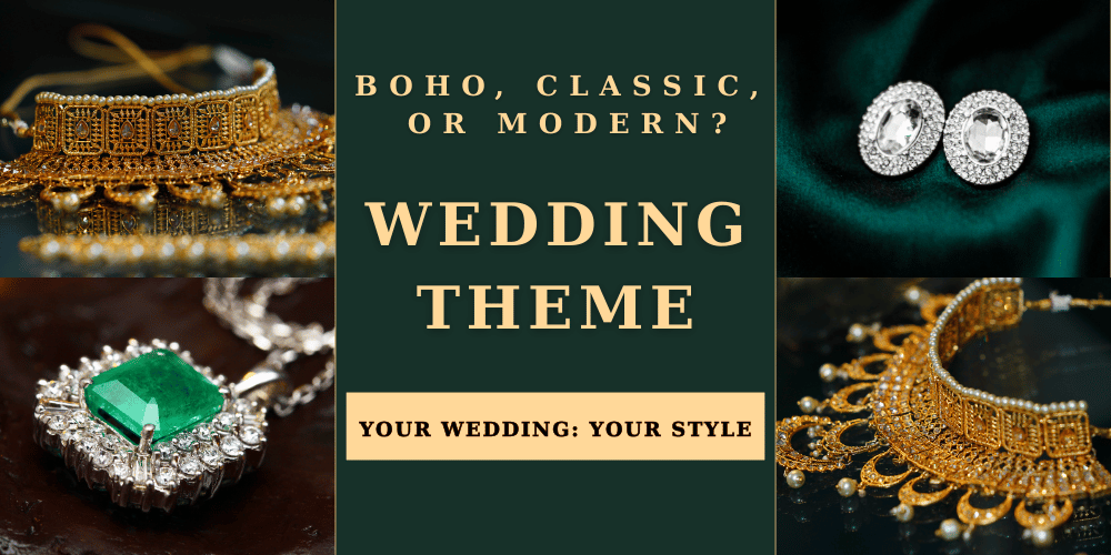 A collection of wedding accessories including veils, jewelry, clutches, and hairpieces for boho, classic, and modern bridal styles.