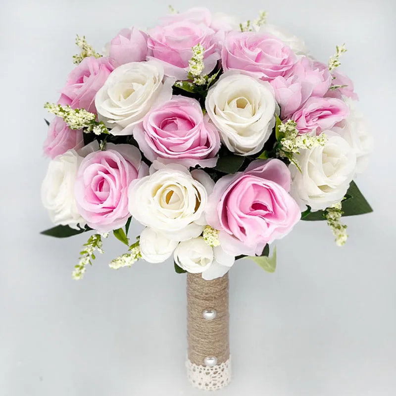 Bride Bridesmaid Wedding Bouquet Pink and White