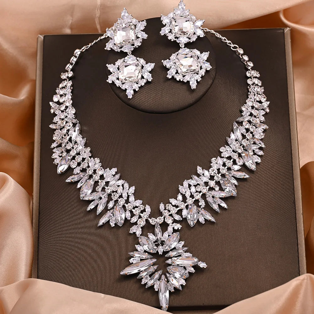 2pc Fashion Crystal Large Jewelry Set