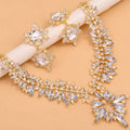 Gold 2pc Fashion Crystal Large Jewelry Set