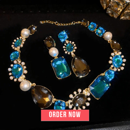 3-Piece French Light Luxury Jewelry Set – Water Drop Pearl & Rhinestone Necklace