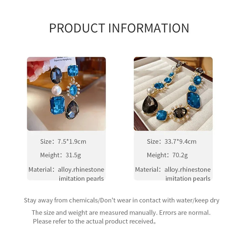 3-Piece French Light Luxury Jewelry Set – Water Drop Pearl & Rhinestone Necklace info