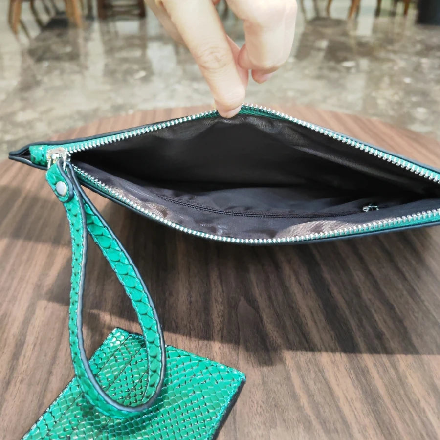 3D Serpentine Leather Clutch Bags