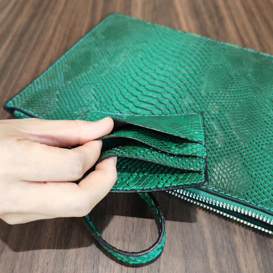 3D Serpentine Leather Clutch Bags