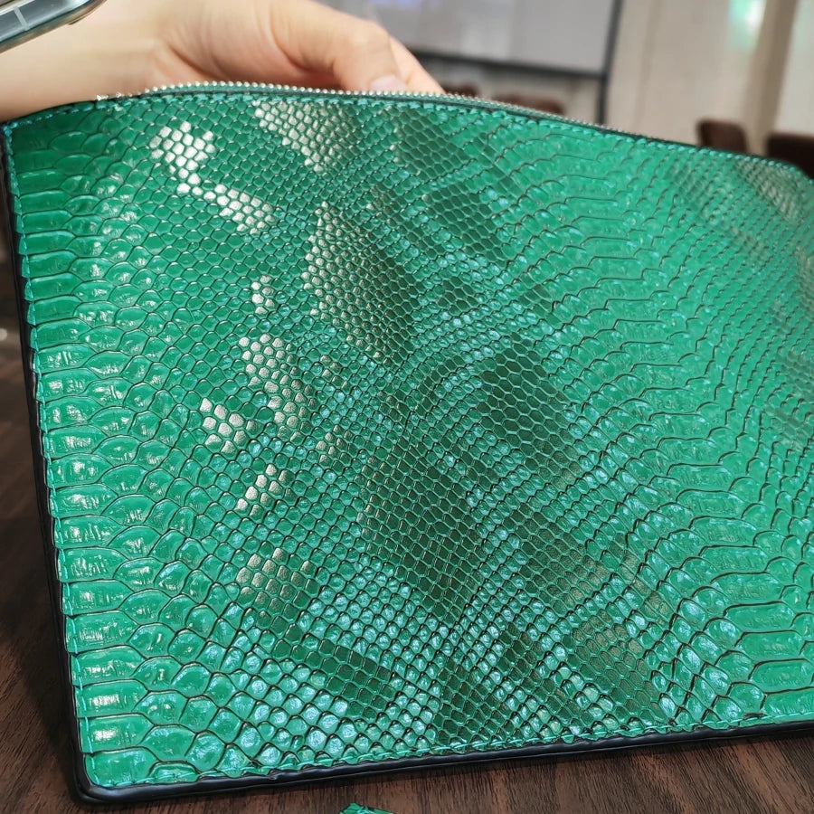 3D Serpentine Leather Clutch Bags