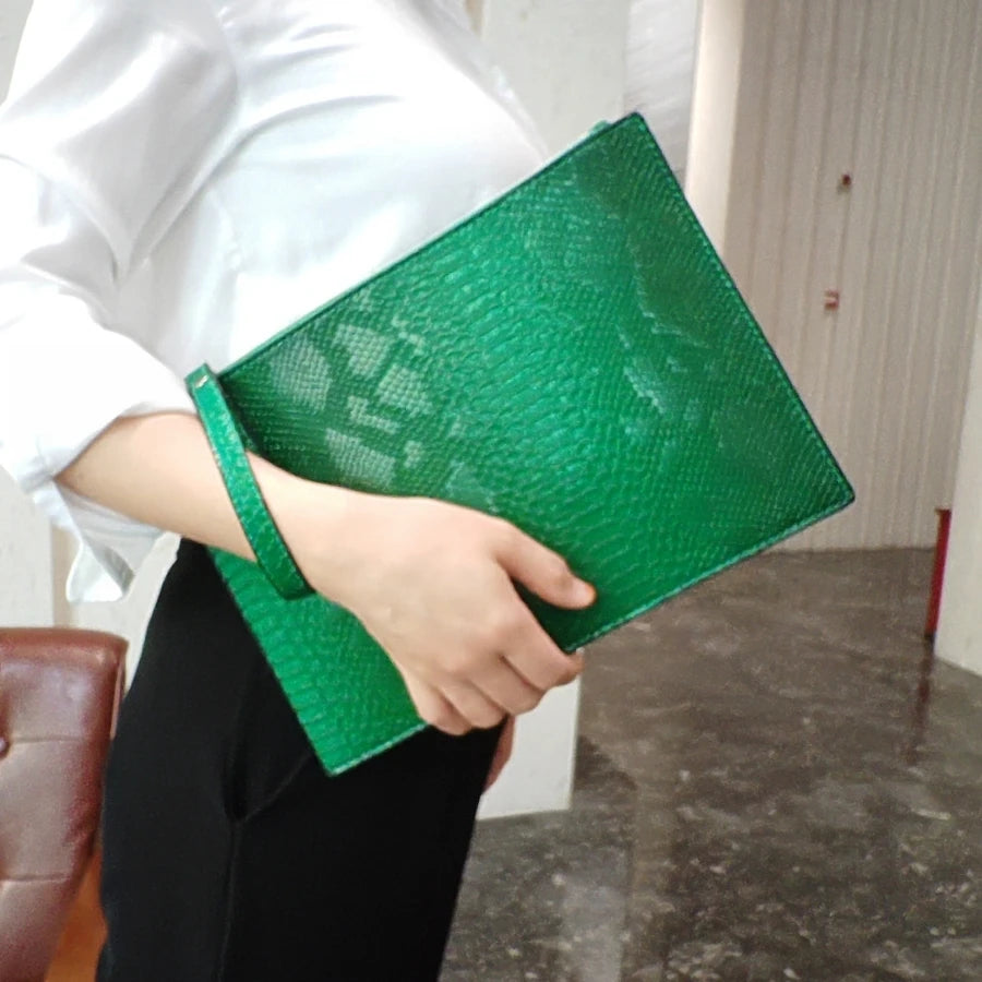 3D Serpentine Leather Clutch Bags