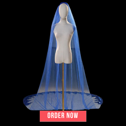 3M Long Blue Wedding Veil