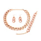 4PCS Acrylic Cuban Chain Necklace Set – Metallic Statement Jewelry for Women Rose Gold