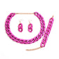 4PCS Acrylic Cuban Chain Necklace Set – Metallic Statement Jewelry for Women Rose color