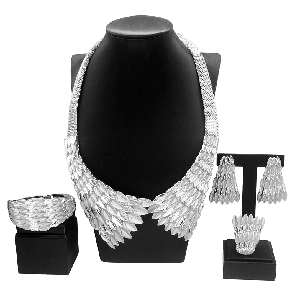 Feather Shaped Pendant Necklace