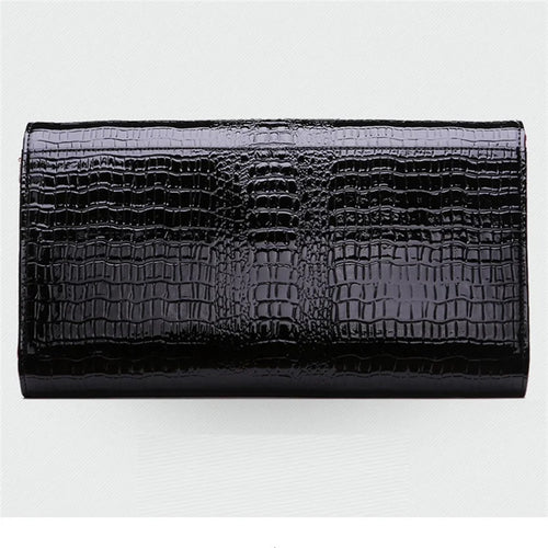 Alligator Pattern Cow Leather Clutch Bag black back
