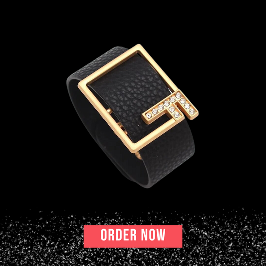 Black-Gold Crystal Charm Bangle