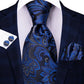 Men’s black and grey floral tie with handkerchief and cufflinks set for wedding or party