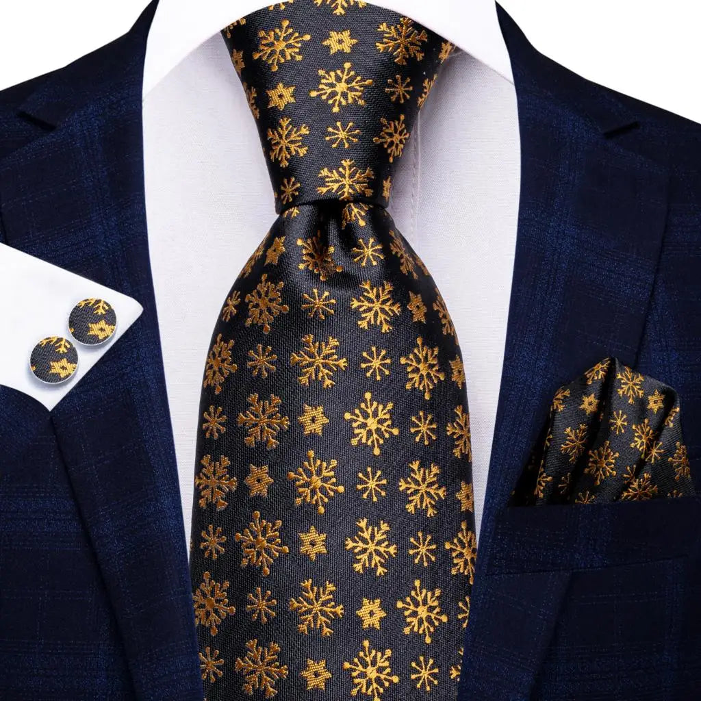 Timeless Fashion – Black Gold Paisley Striped Tie with Accessories 11