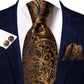 Timeless Fashion – Black Gold Paisley Striped Tie with Accessories 2