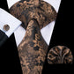 Timeless Fashion – Black Gold Paisley Striped Tie with Accessories 8