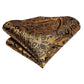Timeless Fashion – Black Gold Paisley Striped Tie with Accessories d