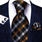 Timeless Fashion – Black Gold Paisley Striped Tie with Accessories h