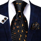 Timeless Fashion – Black Gold Paisley Striped Tie with Accessories k