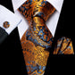 Timeless Fashion – Black Gold Paisley Striped Tie with Accessories m