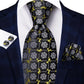 Timeless Fashion – Black Gold Paisley Striped Tie with Accessories n
