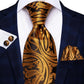 Timeless Fashion – Black Gold Paisley Striped Tie with Accessories s