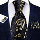 Timeless Fashion – Black Gold Paisley Striped Tie with Accessories y