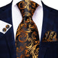 Timeless Fashion – Black Gold Paisley Striped Tie with Accessories z