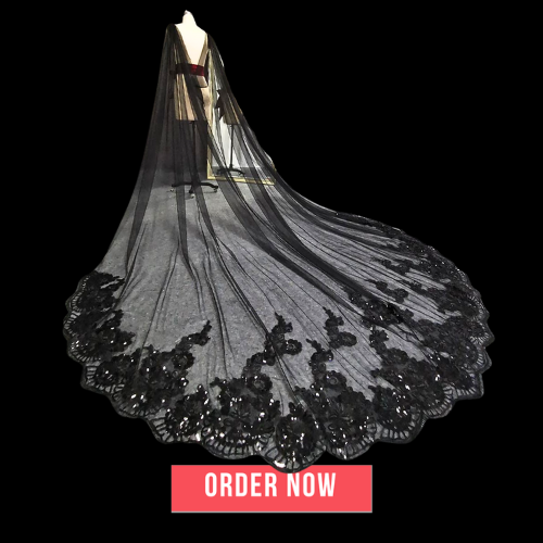 Black Long Wedding Bridal Veil