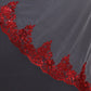 Bling Sequins Red Lace Veil edge