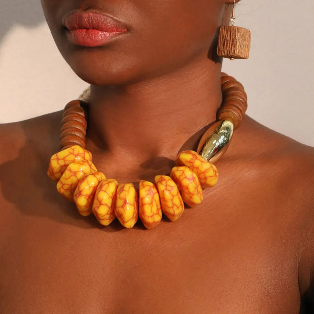 Bohemian Statement Beads Necklace – Trendy Beach Party Jewelry for Women