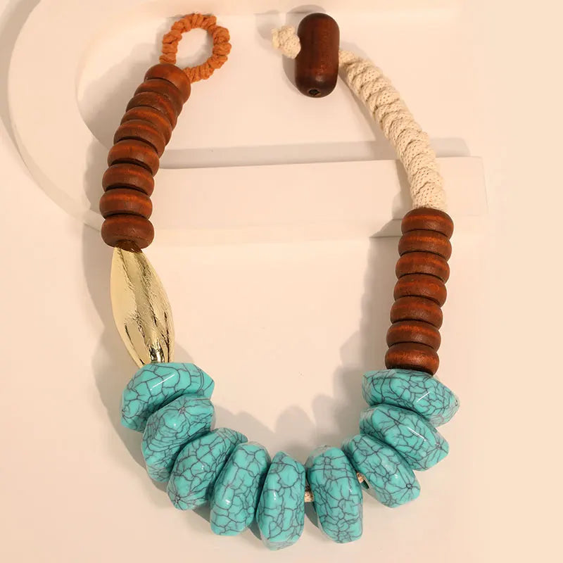 Bohemian Statement Beads Necklace – Trendy Beach Party Jewelry for Women blue