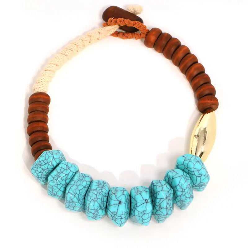 Bohemian Statement Beads Necklace – Trendy Beach Party Jewelry for Women Blue color