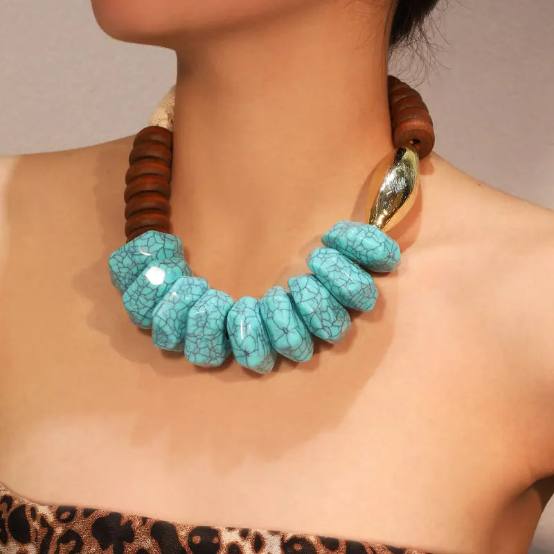 Bohemian Statement Beads Necklace – Trendy Beach Party Jewelry for Women a