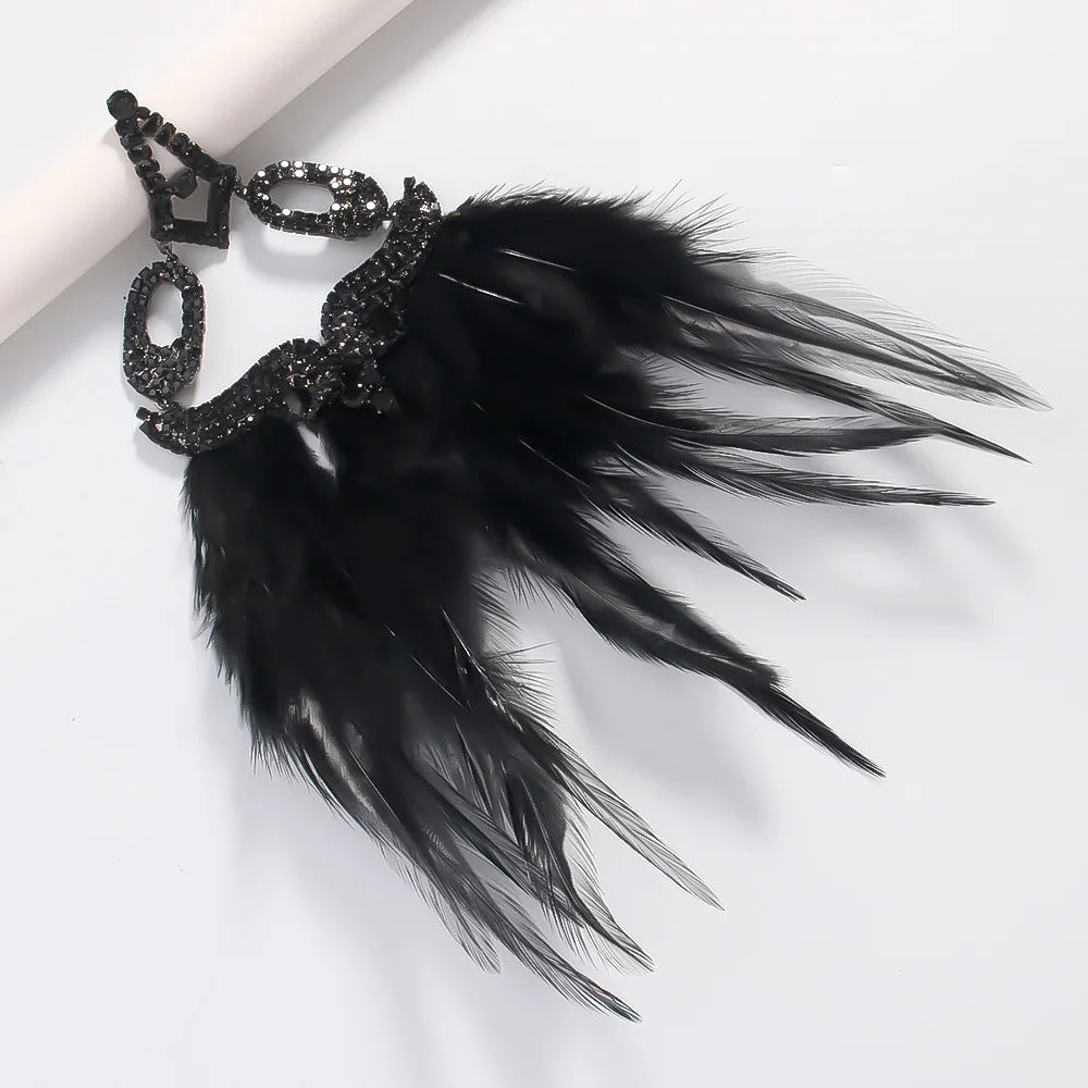 Boho Black Feather Dangle Earrings – Statement Jewelry for Belly Dance Fashion a