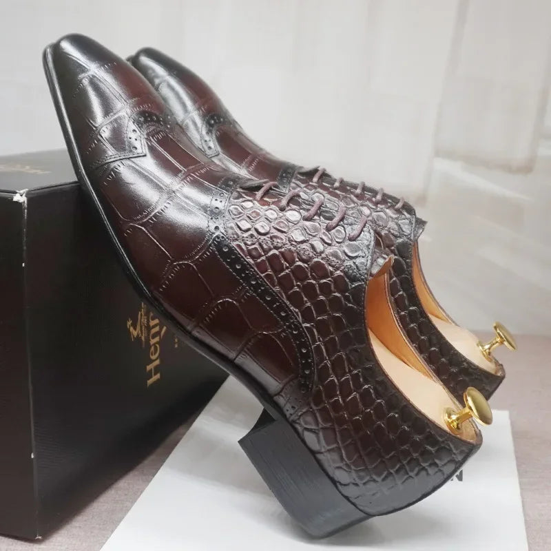 Brown Black Crocodile Prints Casual Men Shoes