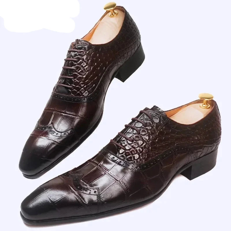 Brown Black Crocodile Prints Casual Men Shoes