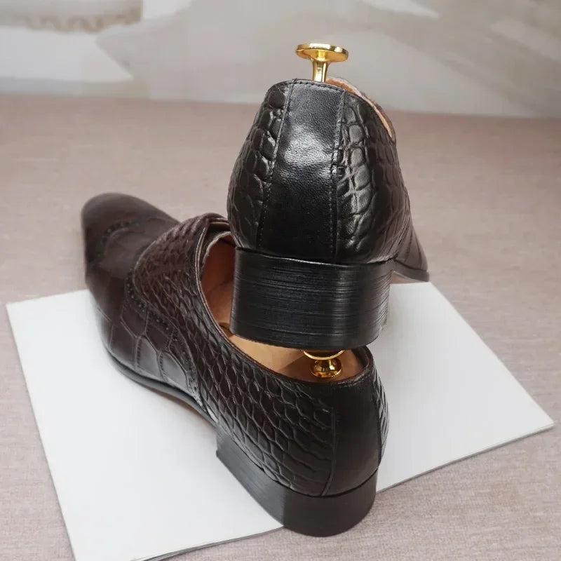 Brown Black Crocodile Prints Casual Men Shoes