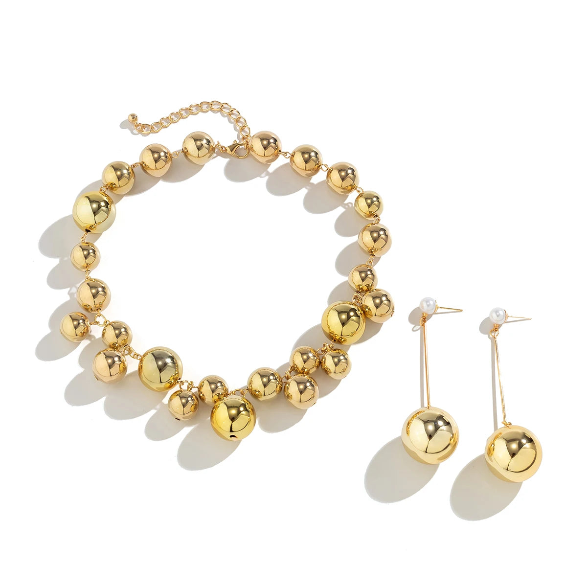 CCB Bead Jewelry Set – Chunky Grunge Chain & Drop Earrings c