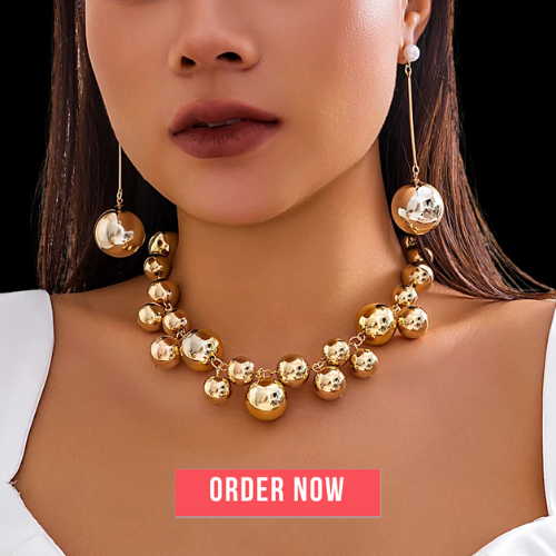 CCB Bead Jewelry Set – Chunky Grunge Chain & Drop Earrings d