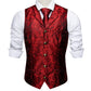 Classic Mens Wedding Suit Vest Set – Paisley Jacquard Silk Waistcoat Accessories Red