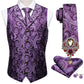 5PCS Classic Mens Wedding Suit Vest Set – Paisley Jacquard Silk Waistcoat Accessories Violet