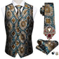 5PCS Classic Mens Wedding Suit Vest Set – Paisley Jacquard Silk Waistcoat Accessories multi