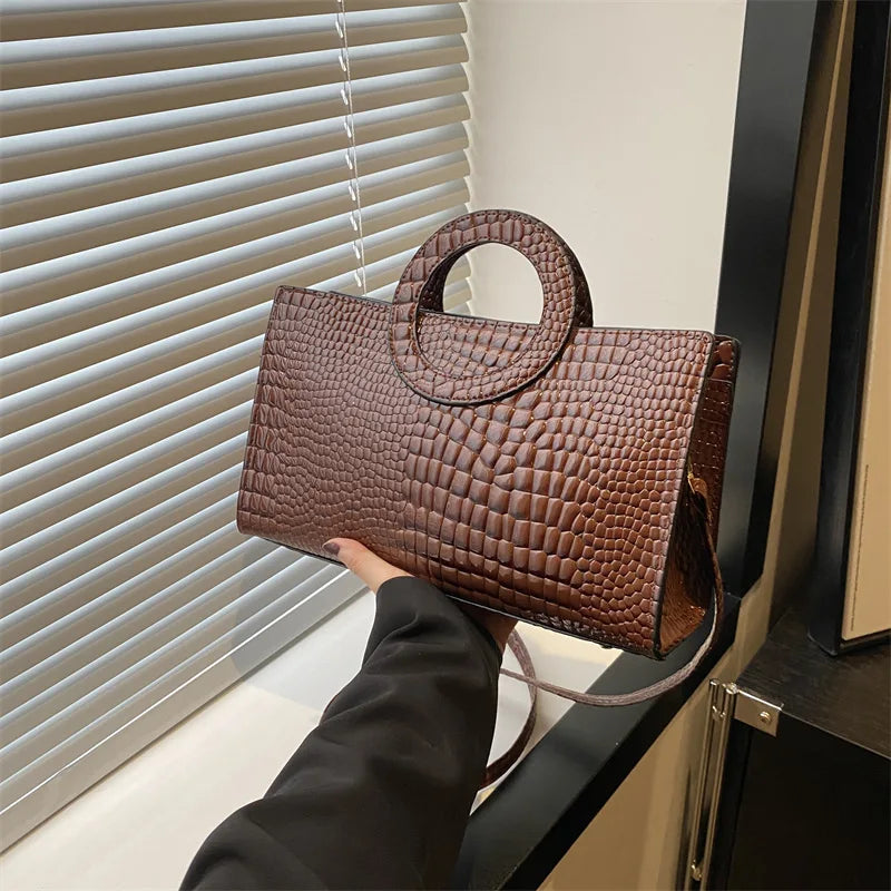 Crocodile Pattern PU Leather Square  Handbags