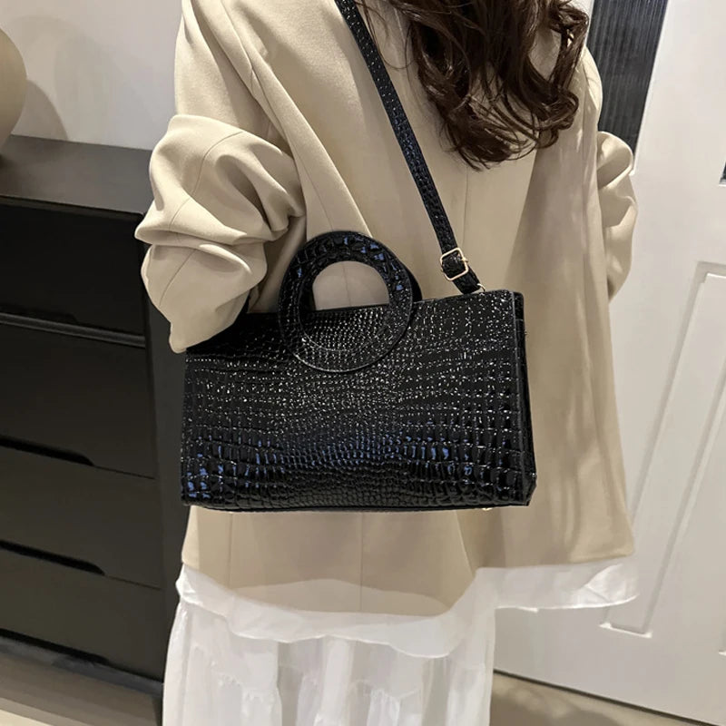 Crocodile Pattern PU Leather Square  Handbags