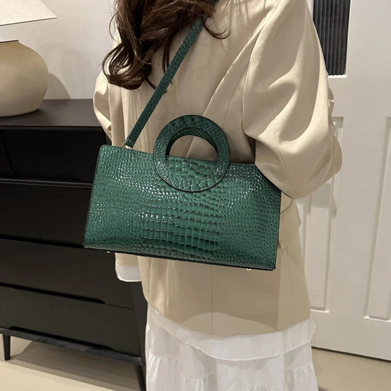 Crocodile Pattern PU Leather Square  Handbags