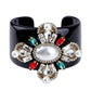 Colorful Crystal Beads Black Resin Cuff Bracelet